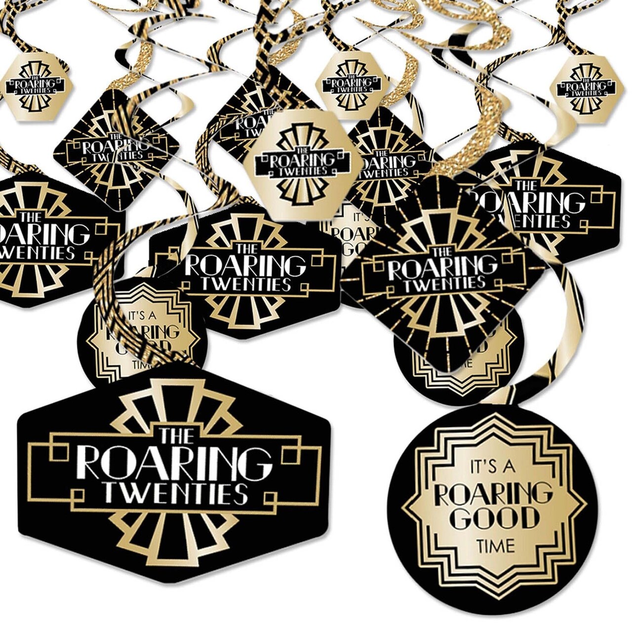 Big Dot of Happiness Roaring 20's - 1920s Art Deco Jazz Party Hanging Decor - Party Decoration Swirls - Set of 40